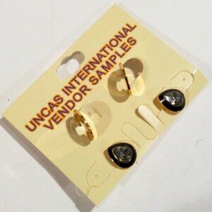 Elegant Set of 2 Gold tone Stud, Hoop Earrings - Stylish Women's Fashion Jewelry